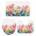thumbnail image 2 of Summer Ocean Bathroom Rugs Set Watercolor Red Green Coral Non Slip Absorbent Soft Bath Mats 3 Piece Set with Bathroom Rug, U-Shaped Floor Mat, Toilet Seat Cover Small Size, 2 of 9