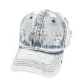 thumbnail image 2 of Helii Unisex Distressed Denim Baseball Cap Vintage Washed Dad Hat Low Profile Unstructured Ripped Cotton Cap Adjustable Metal Buckle Curved Brim Hat Light Blue,One Size, 2 of 4
