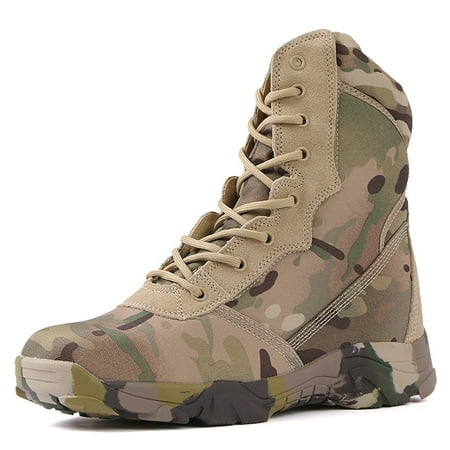 

YOUSNH Mes and Women Camouflage Lace up Zipper Boots Comfortable Breathable Durable Water Proof and Damping Desert Boots Men s Shoe Camouflage 7