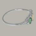 thumbnail image 4 of LBG British Made Solid 10k White Gold Natural Opal & Emerald Womens Anniversary Ring - 33 size options - Size 10.25, 4 of 6
