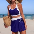 thumbnail image 6 of XIYON Women's Bikini Sets Two Piece Swimsuit Color Block Tankini Top With Skirt Bottom And Pockets 2026 Summer Beach Wear, 6 of 7