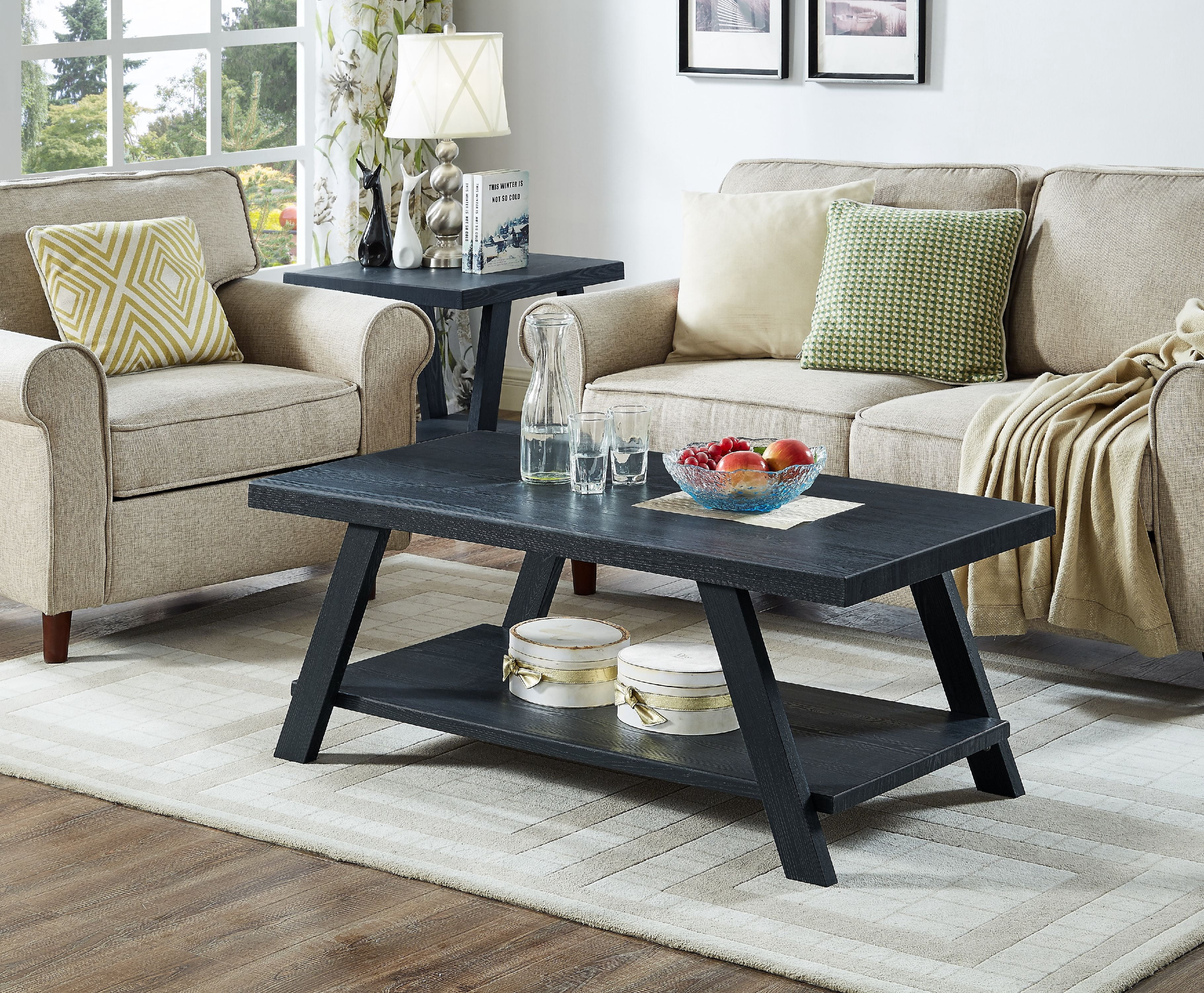 Athens Contemporary Wood Shelf Coffee Table