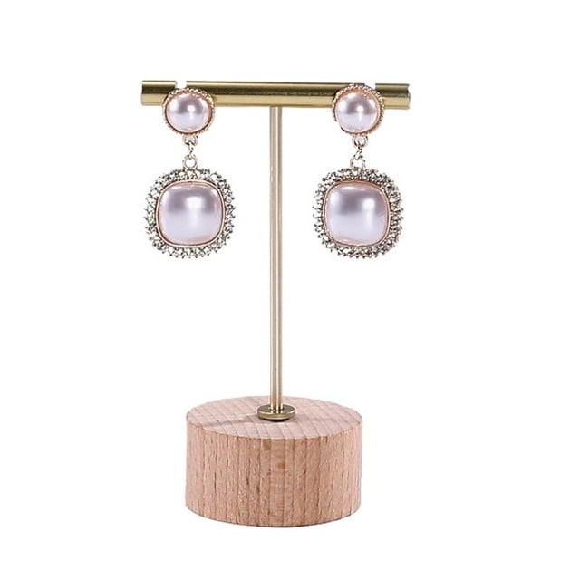 (Accesorios no incluidos) Colgante collar colgador pendientes de metal de nogal soporte de exhibición joyería estante de almacenamiento de joyería,