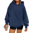 thumbnail image 2 of Womens Oversized Hoodies Comfy Sweatshirts Fall Fashion Outfits Casual Tops Fleece Clothes Navy Blue XL, 2 of 6