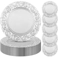 thumbnail image 1 of 24 platos de carga plateados a granel de 13 pulgadas de plástico antiguo, platos decorativos redondos de cena en relieve, para bodas, fiestas, eventos, catering, decoración de mesa, 1 of 12