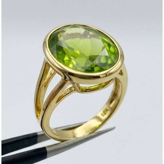 GemEmporium Handmade Green Peridot Birthstone Gold Plated Astrological Purpose Ring