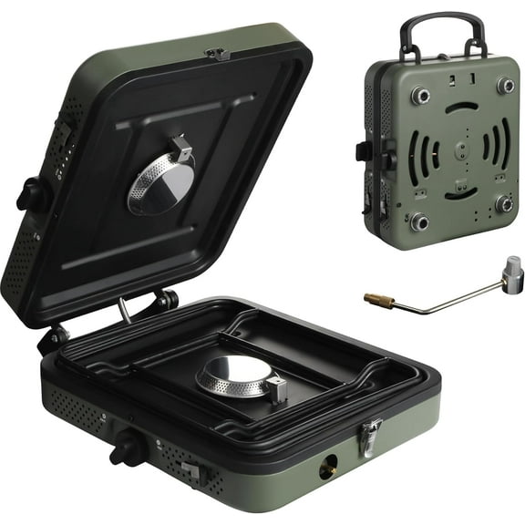 2 Burner Propane Camping Stove,Portable Folding Gas Stove for Camping with 17200 BTU,Two Adjustable Burners with Easy Carrying Handle&Inlet Gas Pipe,Outdoor Camp Stove for Camping Backpacking