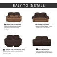 thumbnail image 5 of Easy-Going Stretch Loveseat Recliner Sofa Slipcover with Pocket Couch Cover for 2 Cushion Couch, Chocolate (Loveseat not included), 5 of 7