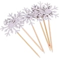 thumbnail image 2 of 20pcs Frozen Cupcake Toppers Toothpicks, Snowflake Cupcake Glitter Snowflake Cake Toppers for Xmas Holiday Party Silver, 2 of 3