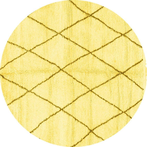 Ahgly Company Indoor Round Solid Yellow Modern Area Rugs, 7' Round