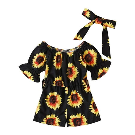 

Newborn Baby Girl Clothes Infant Romper Floral Dress Ruffle Sleeve Onesie Outfit Jumpsuit Headband