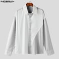 thumbnail image 5 of INCERUN Tops 2024 estilo coreano nuevo diseño de rayas irregulares para hombres blusa casual simple todo fósforo camisa de solapa de manga larga S-5XL, 5 of 5