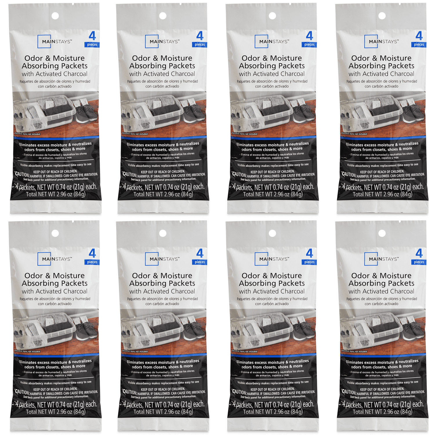 Mainstays Odor and Moisture Absorbing Packets with Activated Charcoal
