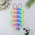 thumbnail image 2 of Girls Swimsuit Teen Kids Summer Swimsuit All Color Tie Dye Style Rainbow Color Hot Spring Beach Wear Bathing Suits for Girls Yellow 8 Years-9 Years, 2 of 7