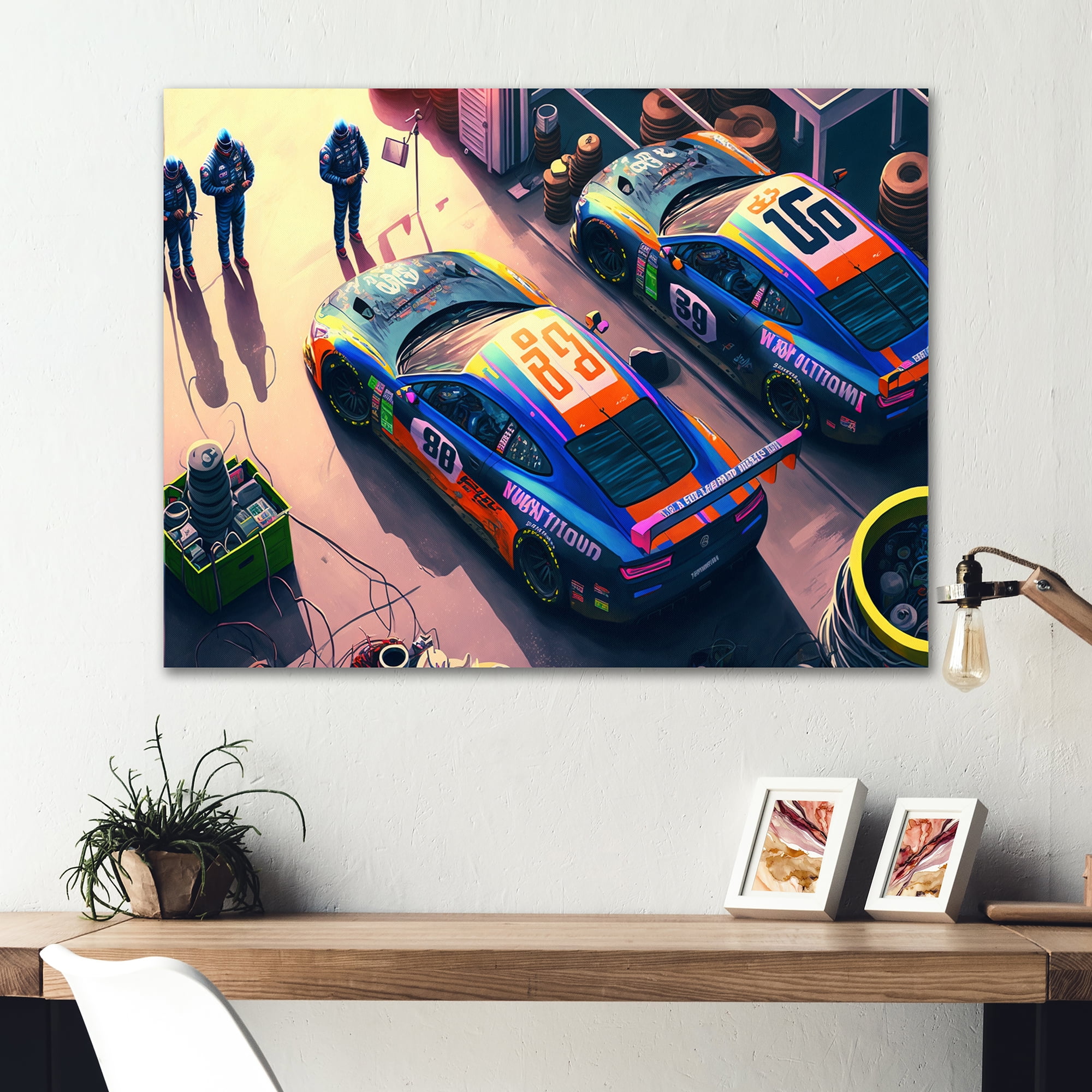 Designart Stock Car Pit Stop I Canvas Wall Art