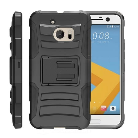 HTC One M10 Case | HTC 10 Holster Case [ Clip Armor ] Rugged Dual Layer Case with Kickstand + Bonus Belt Clip -