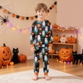 thumbnail image 5 of TOWED22 Girls Boys Halloween Pajamas Set Sleepwear Rainbow Unicorn Pjs Toddler Pumpkin Ghost Graphic Long Sleeve Jammies Kids Sleepwear(Green,6-7 Y), 5 of 9