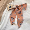 thumbnail image 5 of UJNDER Summer French Floral Print Silk-like Headband for Hair Wrap Scarf Bow Tie Soft Boho Style Head Tie Accessory Headbands for Women,01_Orange,One Size, 5 of 5