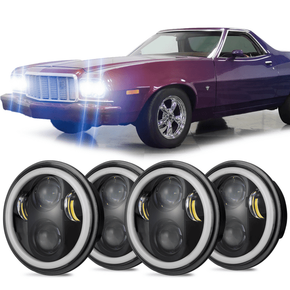 Fits 1958-1976 Ford Ranchero Headlights H5001 H5006 High Low Beam 5.75inch Headlamp Assembly 4Pack