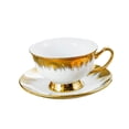 thumbnail image 3 of Taza de café y platillo de cerámica Juego de té de porcelana Hermoso estilo Brillante Elegante Blanco, 3 of 9