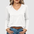 thumbnail image 2 of Liuinsasek Womens Blouse Solid Color V-Neck Long Sleeve Versatile Classic Loose Fit Top Casual Layering Winter Outfits Fashion Clothing, 2 of 10
