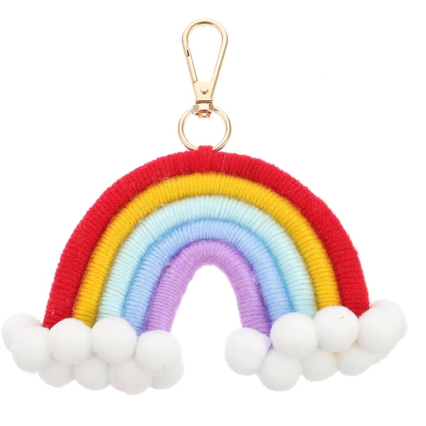 1pc delicado arco iris llavero llavero arco iris llavero encanto tejido arco iris llavero llavero