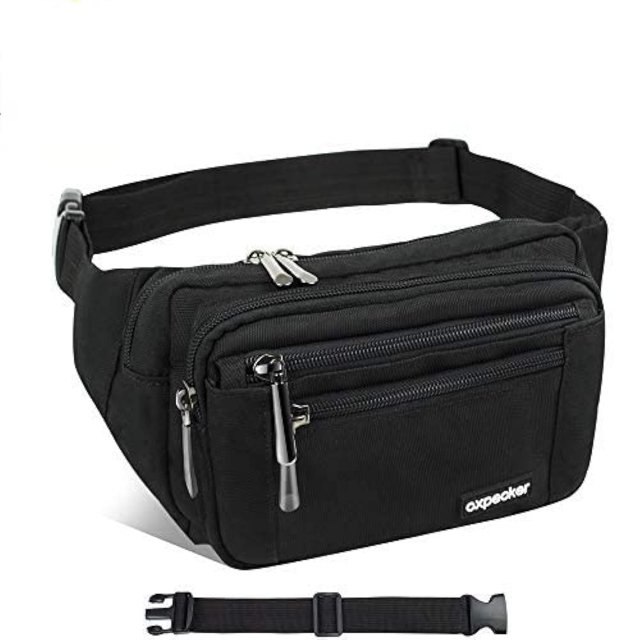 Riñonera Oxpecker Negra impermeable con Correa Ajustable para Hombres y Mujeres