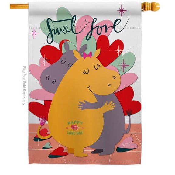 Angeleno Heritage H137145-BO Sweet Love Springtime Valentine Double-Sided Garden Decorative House Flag, Multi Color