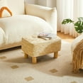 thumbnail image 2 of Hand Weave Natural Seagrass Ottoman - Beige Rectangular Footrest with Wooden Legs Multifunctional Dressing Stool, 2 of 7