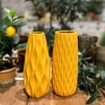 thumbnail image 3 of Iconic Scandi Ripple Vases, Set of 2, Bold Pop Yellow, Smooth Glazed, Ceramic Stoneware, Contemporary Table Decor, 9.5 Inches Tall, 3 of 6