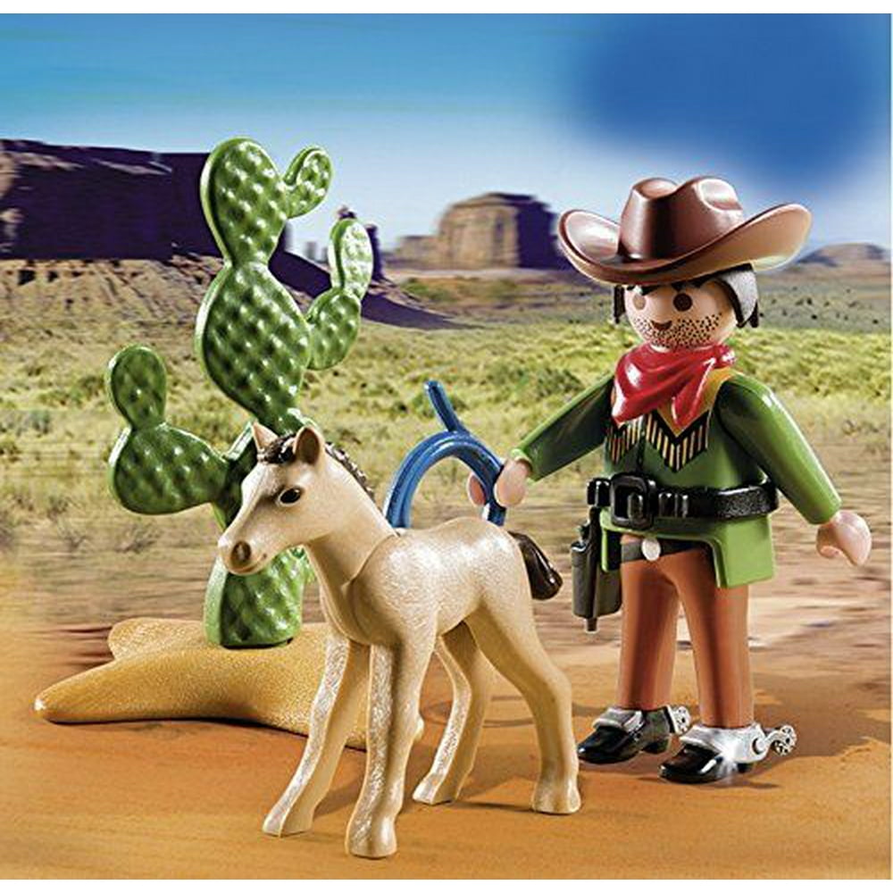 Cowboy with Foal & Cactus Play Set by Playmobil (5373)