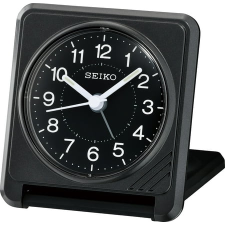 Seiko 3 Sachi Travel Clock Silver & Black, Traditional Beep Alarm Analog, Quartz, Compact QHT015KLH
