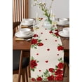 thumbnail image 2 of Valentines Flower Table Runner 120 Inches Long Cotton Linen Kitchen Dinner Table Runners, Retro Red Rose Spring Floral Saint Burlap Tablerunner for Dresser/Dining/Party/Wedding, 13''''x 120'''', 2 of 5