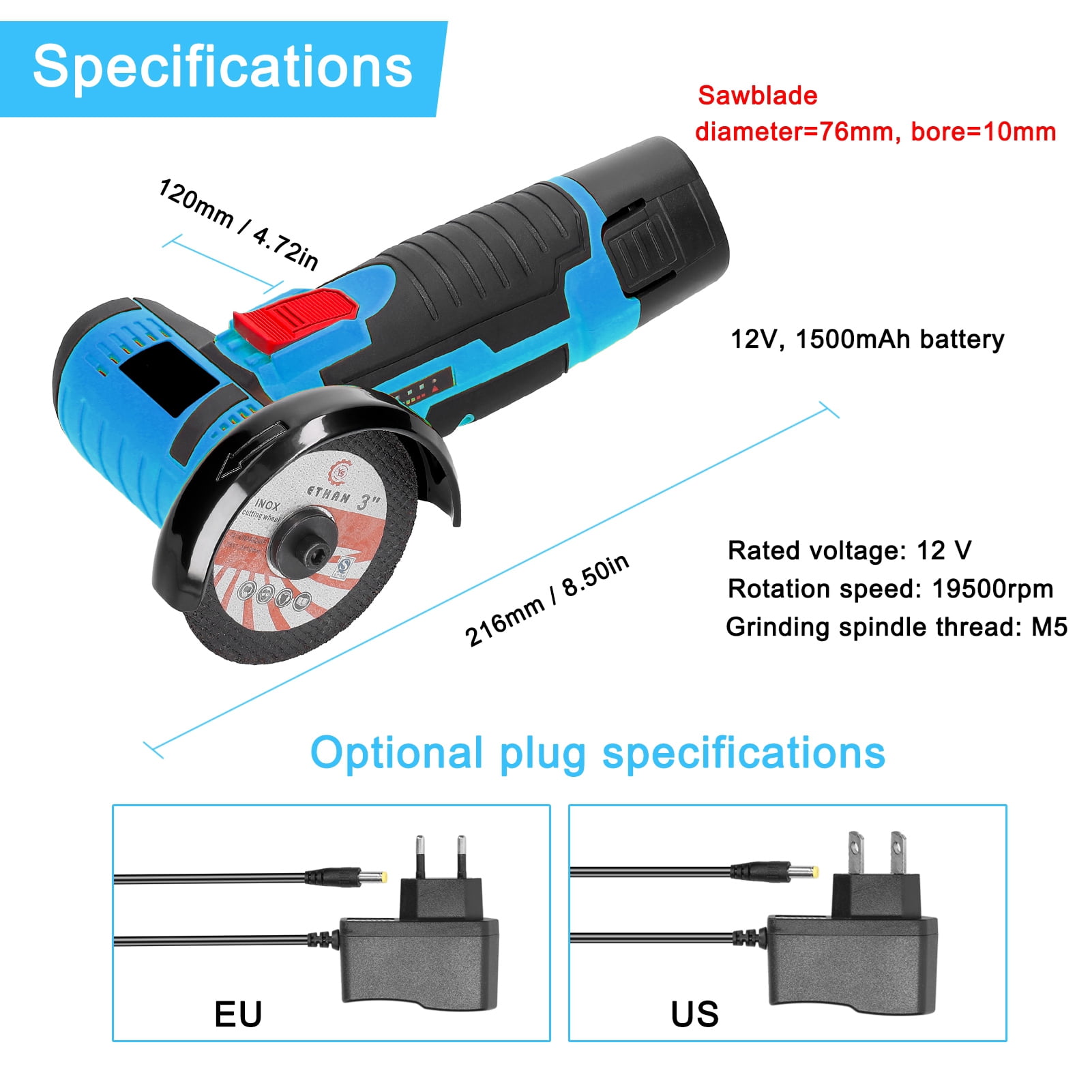Multifunctional Angle Grinder Grinding 19500rpm Electric Grinding Tool Multifunctional Mini Grinder Handheld Cutter for Cutting Polishing Ceramic Tile Wood Stone Steel