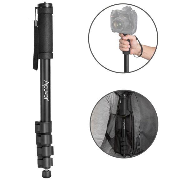 Acuvar 62' Inch Monopod with Integrated Safety Strap and 4 Section Extending Pole for All Digital Cameras, DSLR, Mirrorless, Compact Cameras and Camcorders