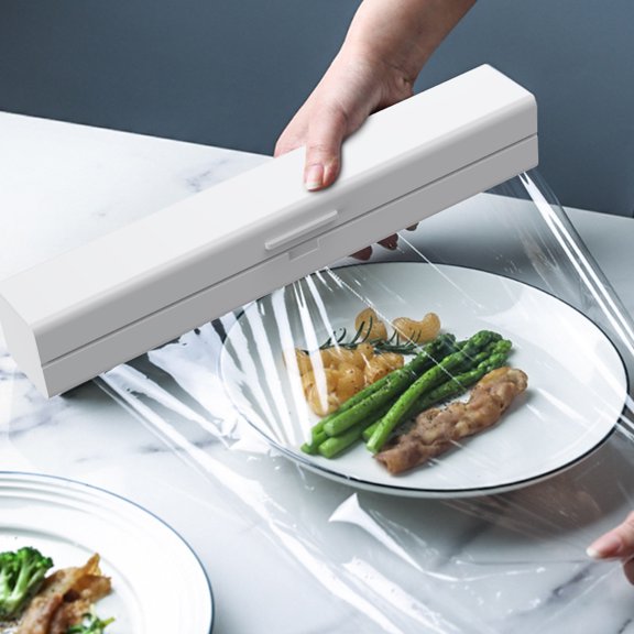 Relax love Cling Film Cutter Magnetic Cling Wrap Dispenser Plastic Wrap Dispenser with Cutter Reusable Tin Aluminum Foil Dispenser with Cutter for Kitchen Home
