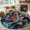 Multicolor, variant on Teal Red Ombre Succulent Round Area Rug 5ft, Abstract Art Botanical Washable Non-Slip Circle Rugs for Bedroom Living Room Kitchen, Soft Low Pile Carpet for Dining Room Playroom Nursery