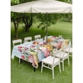thumbnail image 3 of Easter Outdoor Tablecloth - 52x70 Inch Rectangle Dining Table Cover, Spring Bunny Colorful Eggs Tulip Flowers Blue Check Waterproof Outdoor Table Cloth with Umbrella Hole & Zipper for Picnic/Patio, 3 of 7