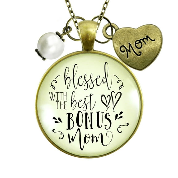 Best Bonus Mom Gutsy Goodness Bronze Metal Necklace Mother Gift Adult Female Metal Jewelry