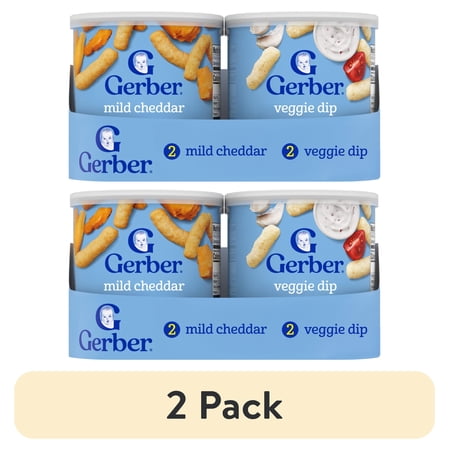 (2 pack) Gerber Snacks for Baby Lil' Crunchies Baked Corn, Value Pack, 1.48 oz Canister (4 Pack)