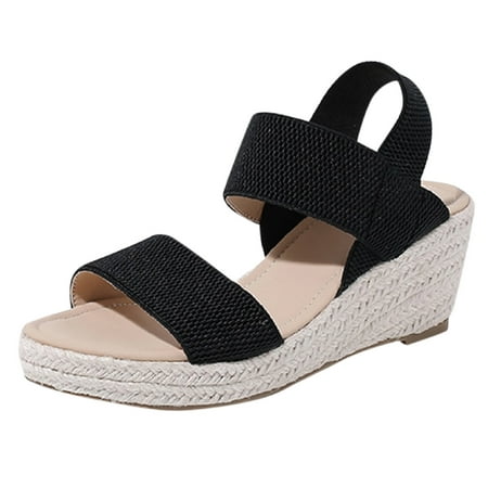 

Women Sandals Fashionable And Simple Solid Color Open Toe Breathable Thick Wedge Comfort And Non Slip Large Size Shoes Hot Sandals for Women Sandals for Women Heels Wedge