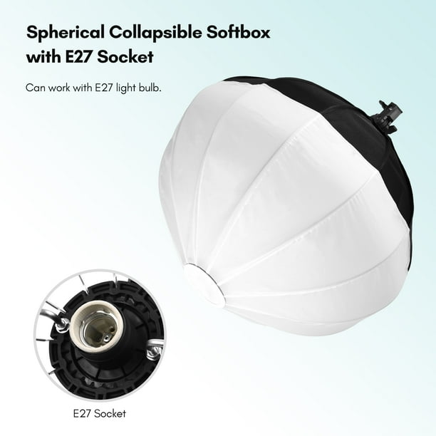 Photography Lantern Softbox Lighting Kit with 50cm/ 19.7in Spherical  Collapsible Softbox + 85W LED Light Bulb 3000K-6500K + Remote Control + 2M  Metal