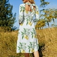 thumbnail image 5 of Watercolor Lemons Flowers Bee Sweetheart Knot Flared Dress Fashion Design Large Size Loose Dress Spring Summer Women Dress, 5 of 9