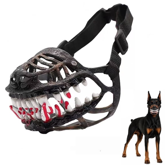 Hell Hound Transformation Pet Mask - Scary Monster Dog Muzzle, Halloween Costume Beast Terror Pet Mask with Lifelike Bloody Teeth Natural Latex Cosplay Accessory Adjustable Straps Photo Shoot Prop