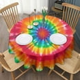 thumbnail image 3 of Colorful Rainbow Tie Dye Spiral Pattern Round Tablecloth 60"x60",Wrinkle Wipeable Table Cloth for Kitchen Dining Room Picnic Patio Party, 3 of 6