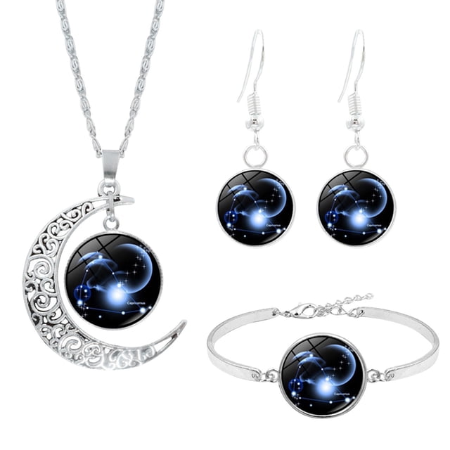 Xihbxyly Conjunto de Joyas de Constelación, Delicado Collar Astrológico, Pendientes y Pulsera a Juego, Estilo Único para Uso Diario, Regalo Perfecto para Mujeres, Cumpleaños o Aniversarios, Diseño Mu