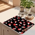 thumbnail image 3 of Black Mushroom Dish Drying Mat for Kitchen Counter Microfiber Dish Rack Mat Drainer Pad Washable Absorbent Dry Mat 18x24, 3 of 5