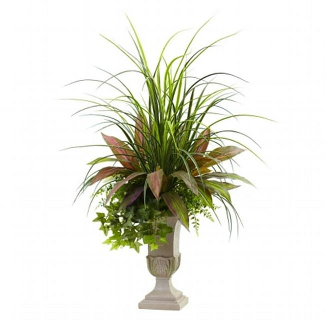 3 ft. Mixed Grass, Dracena, Sage Ivy & Fern With Planter