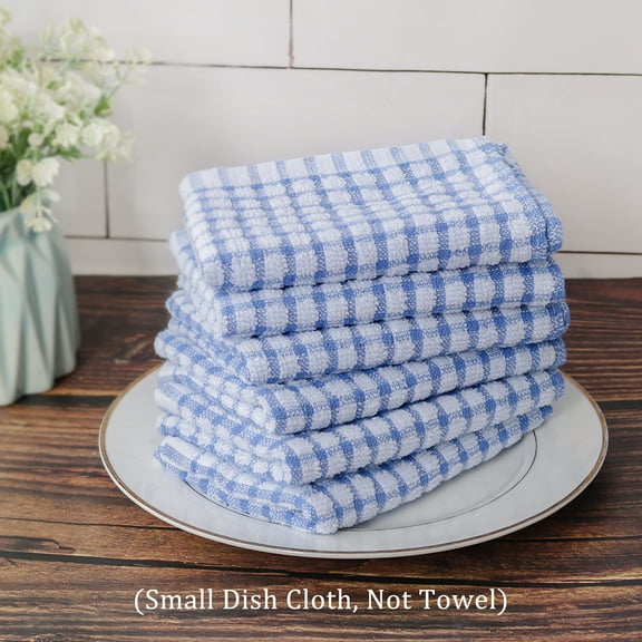 REGALWOVEN 6pcs Thin Terry Cotton Kitchen Dish Cloths for Home Cleaning 15" x 10.5" Blue 6