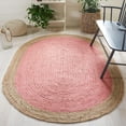 thumbnail image 2 of SAFAVIEH Natural Fiber Cebrail Geometric Area Rug, Pink/Natural, 5' x 8' Oval, 2 of 8